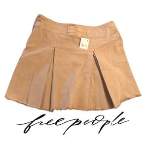 FREE PEOPLE • NWT! Pleated Khaki Mini Skirt